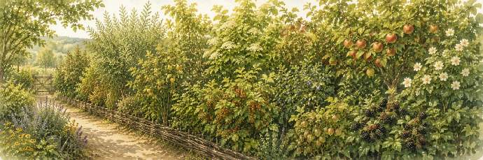 Pack haies utiles : association de plantes pour créer une haie productive et favorable à la biodiversité